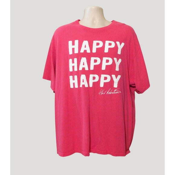 Happy Happy Happy Phil Robertson Duck Commander Tee Shirt 2XL Pink 100% Cotton - Picture 1 of 8